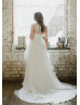 Short Sleeve Ivory Lace Tulle Wedding Dress